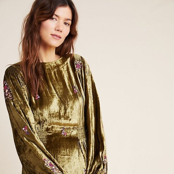 ANTHROPOLOGIE NICOLINE EMBROIDERED VELVET TUNIC - Picture 4 of 4